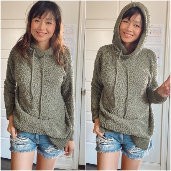 Zenana Cozy Popcorn Hoodie Loose Fit Sweater Top - Picture 1 of 6